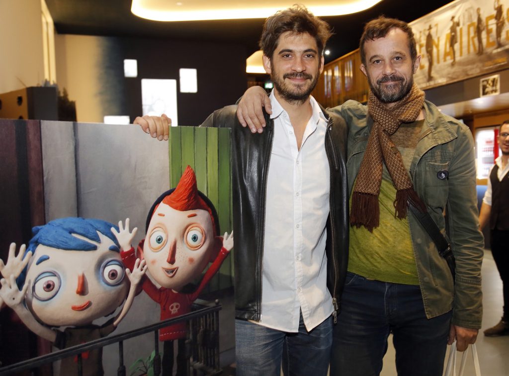 Le festival Delmont-Hollywood rcompense le film d'animation Ma vie de courgette, Delmont 29 septembre 2016. Photo de gauche  droite: Max Karli producteur du film; Claude Barras, ralisateur . (Roger Meier)